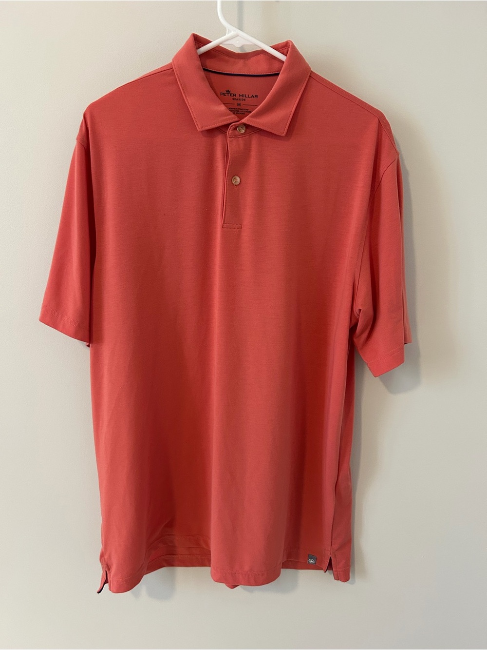 Peter Millar Seaside Polo Coral Pink Orange Size Medium Lyocell Spandex Golf